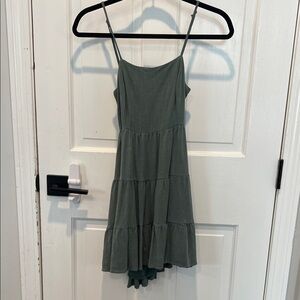 Lulu's Olive Green Tiered Mini Dress